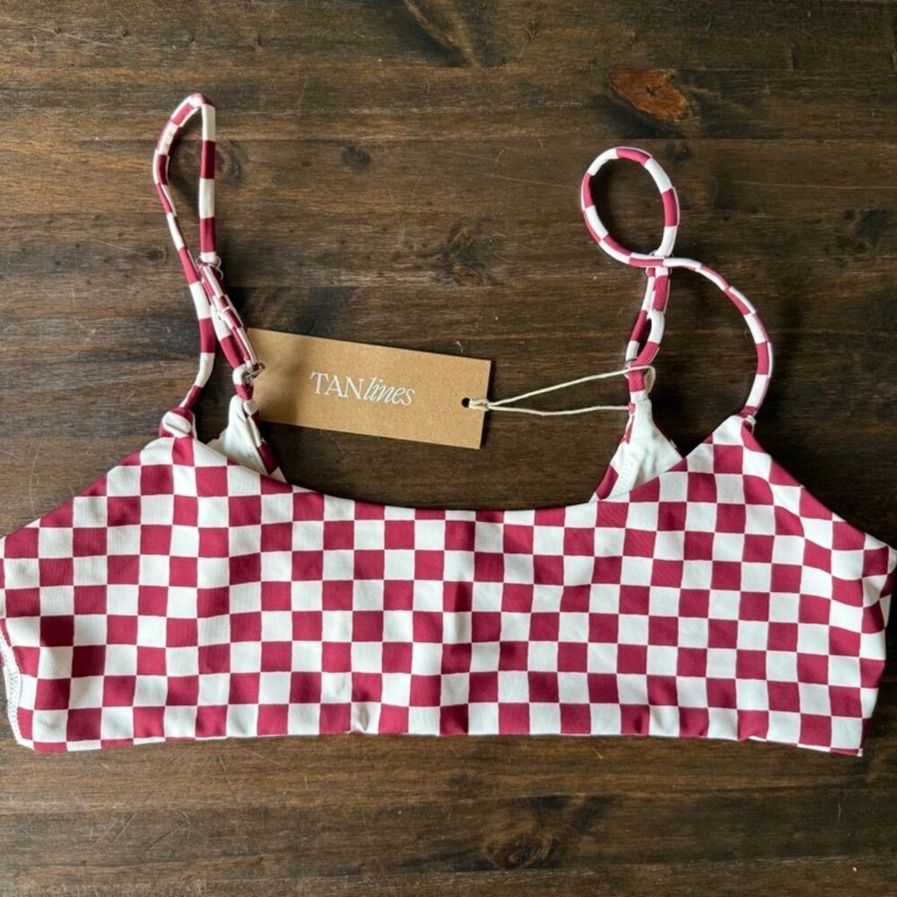 TAN+Lines Checkered Swimsuit